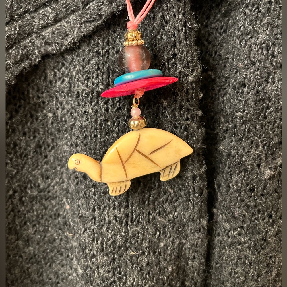 Renee Rayne Bone Turtle Pendant Necklace